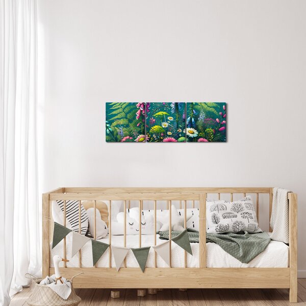 Tablou - Flori de câmp (cu ceas) (90x30 cm)