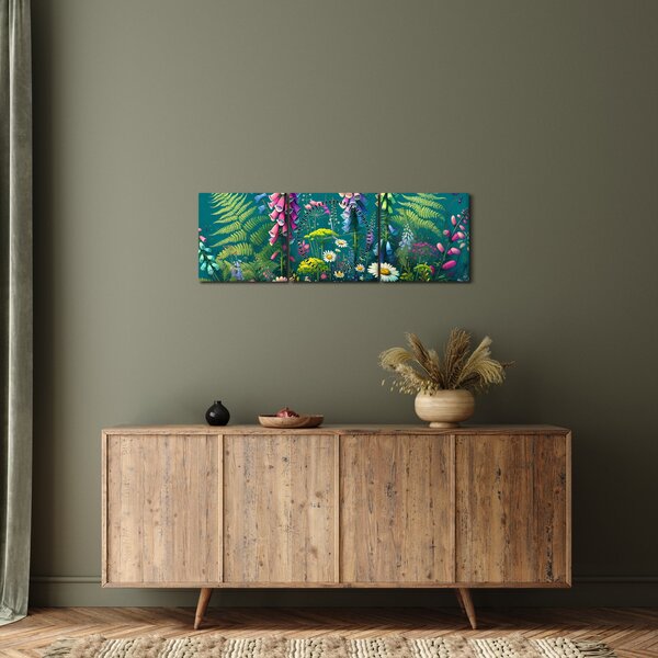 Tablou - Flori de câmp (cu ceas) (90x30 cm)