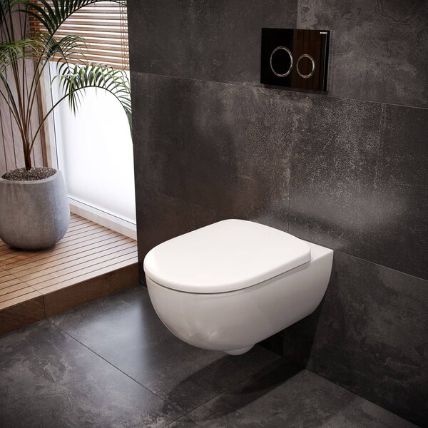 Geberit Selnova Premium vas wc cu capac soft-close agăţat fără margine cu spălare turbionară alb lucios 503.197.00.1