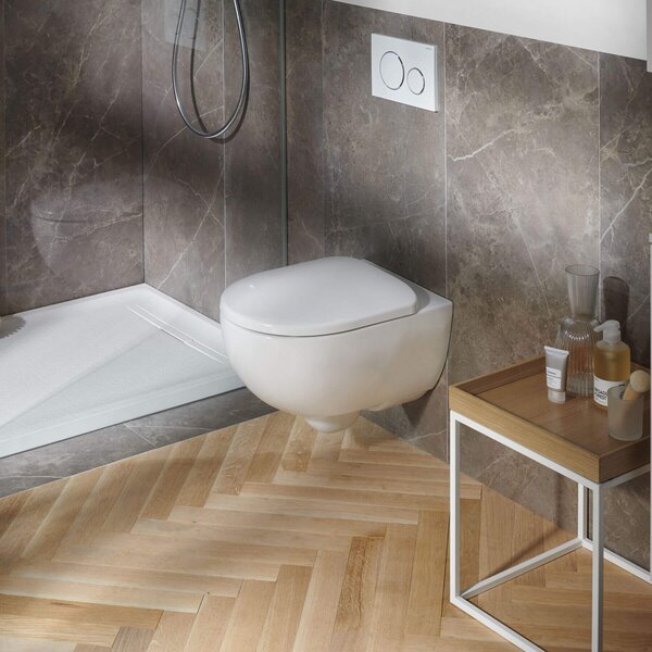 Geberit Selnova Premium vas wc cu capac soft-close agăţat fără margine cu spălare turbionară alb lucios 503.197.00.1