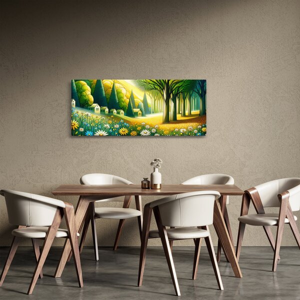 Tablou - Sat în galben-verde (120x50 cm)