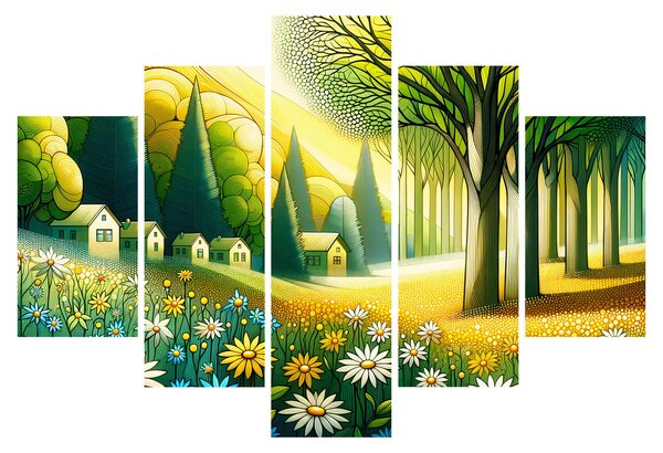 Tablou - Sat în galben-verde (150x105 cm)
