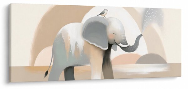 Tablou - Elefant în culori pastel (120x50 cm)