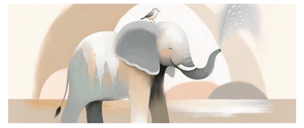 Tablou - Elefant în culori pastel (120x50 cm)