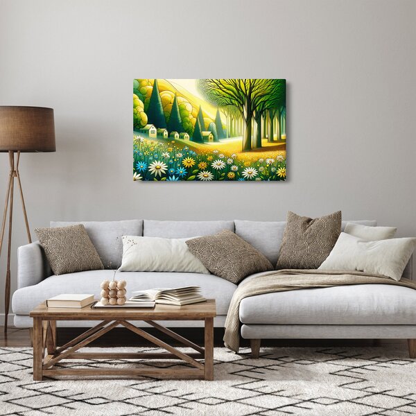 Tablou - Sat în galben-verde (90x60 cm)