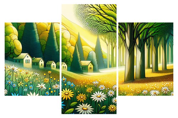 Tablou - Sat în galben-verde (90x60 cm)