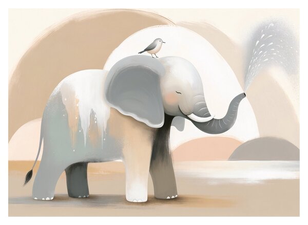 Tablou - Elefant în culori pastel (70x50 cm)