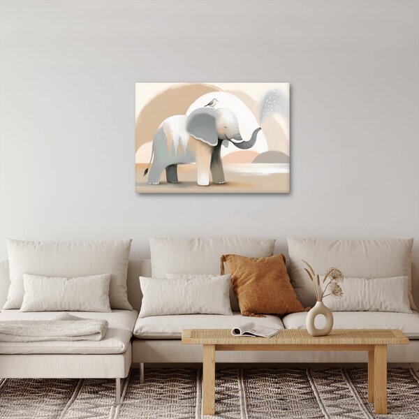 Tablou - Elefant în culori pastel (70x50 cm)