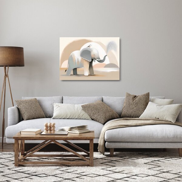 Tablou pe sticlă - Elefant în culori pastel (70x50 cm)