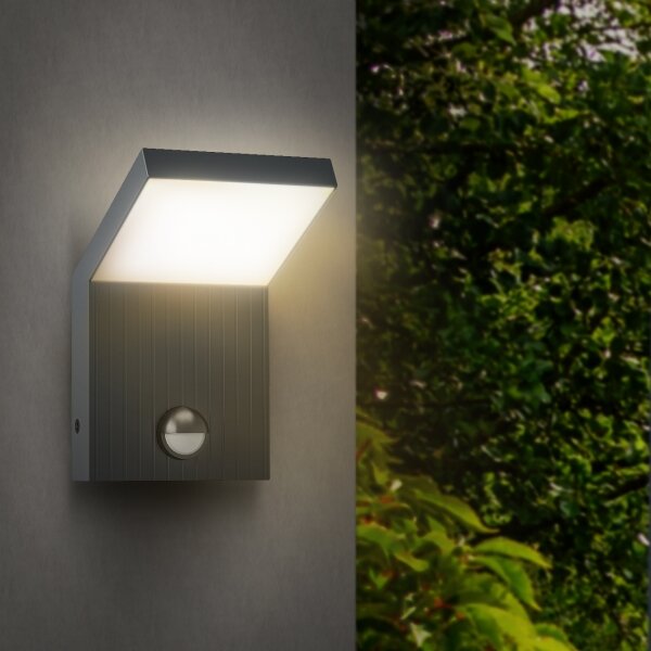 Brilagi - Aplică LED de exterior cu senzor RIANO, 8W, 230V, antracit