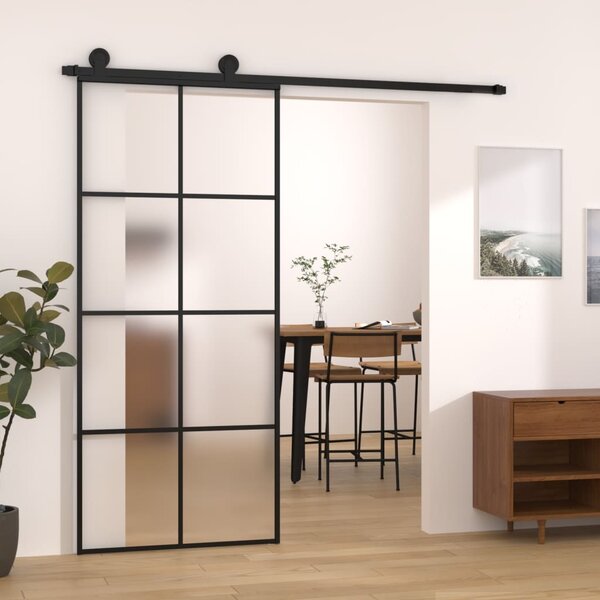 Ușă glisantă cu set feronerie, 90x205 cm, sticlă ESG/aluminiu