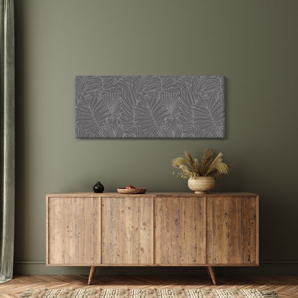Tablou - Frunze de palmier gri (120x50 cm)