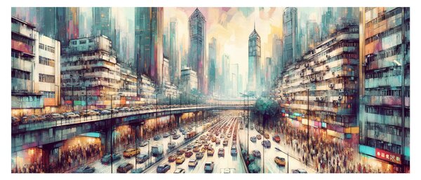 Tablou - Viața din marele oraș (120x50 cm)