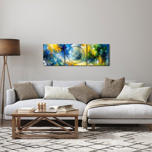 Tablou - Zi însorită abstractă (cu ceas) (90x30 cm)