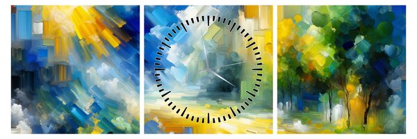 Tablou - Zi însorită abstractă (cu ceas) (90x30 cm)
