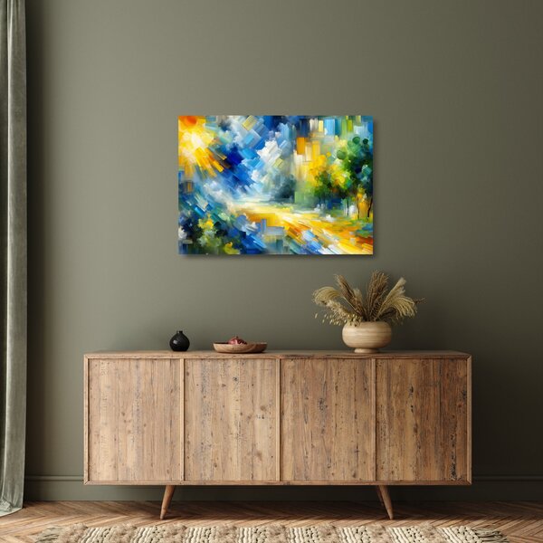 Tablou pe sticlă - Zi însorită abstractă (70x50 cm)