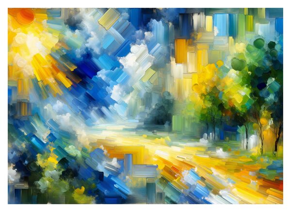 Tablou pe sticlă - Zi însorită abstractă (70x50 cm)