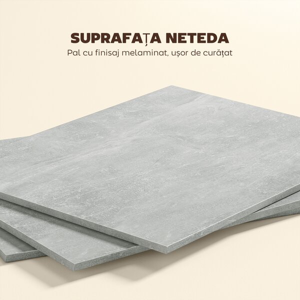 HOMCOM Masă Pliabilă din Lemn cu Roți, pentru 4-6 Persoane, 75x140x75 cm, Gri | Aosom Romania