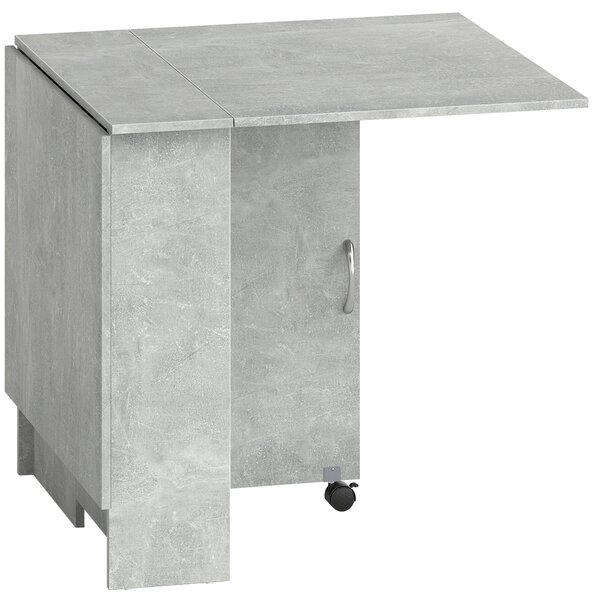 HOMCOM Masă Pliabilă din Lemn cu Roți, pentru 4-6 Persoane, 75x140x75 cm, Gri | Aosom Romania