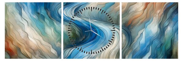 Tablou - Curent abstract (cu ceas) (90x30 cm)