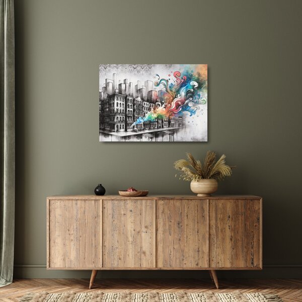 Tablou pe sticlă - Viața industrială (70x50 cm)