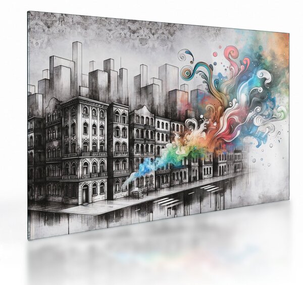 Tablou pe sticlă - Viața industrială (70x50 cm)
