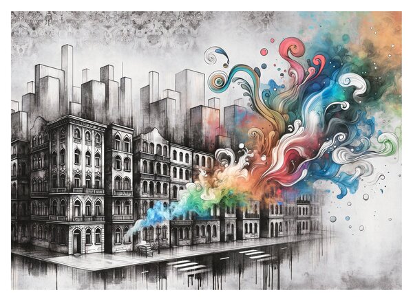 Tablou pe sticlă - Viața industrială (70x50 cm)