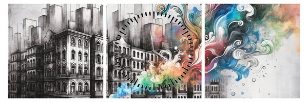 Tablou - Viața industrială (cu ceas) (90x30 cm)
