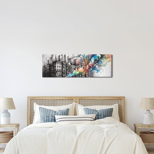 Tablou - Viața industrială (cu ceas) (90x30 cm)