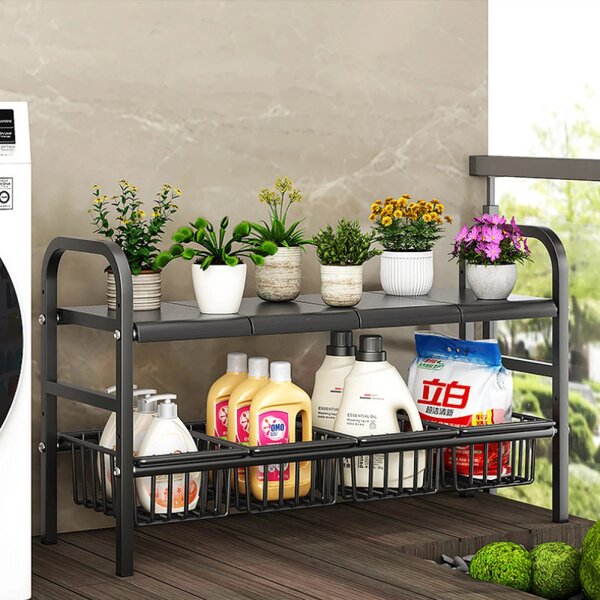 Raft metalic extensibil 55-85 cm, 4 cosuri, Negru
