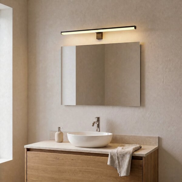 Trio Lighting Aplică de perete LED Lino, negru mat/alb, Negru, Baie, Metal, Modern
