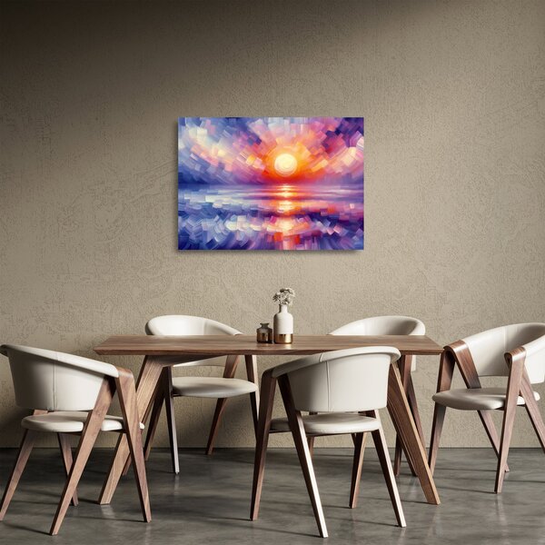 Tablou pe sticlă - Apus de soare artistic colorat (70x50 cm)