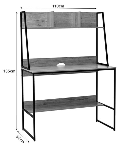 Birou cu raft Herbey, Pako World, Stejar, 100x48x139 cm