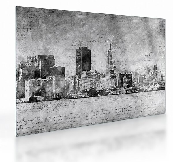 Tablou pe sticlă - Oraș de artă de cafea (70x50 cm)