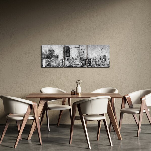 Tablou - Oraș de artă de cafea (cu ceas) (90x30 cm)
