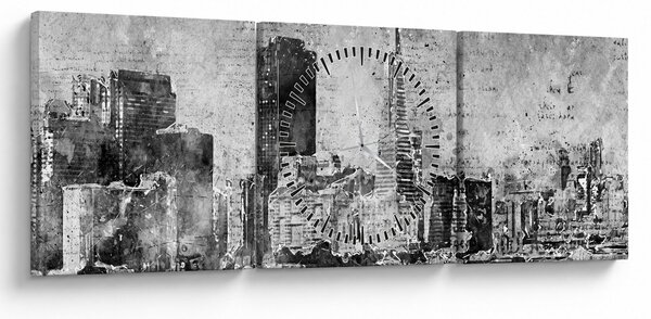 Tablou - Oraș de artă de cafea (cu ceas) (90x30 cm)