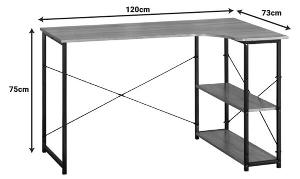 Birou de colt Merlin, Pako World, Stejar, 120x73x75 cm