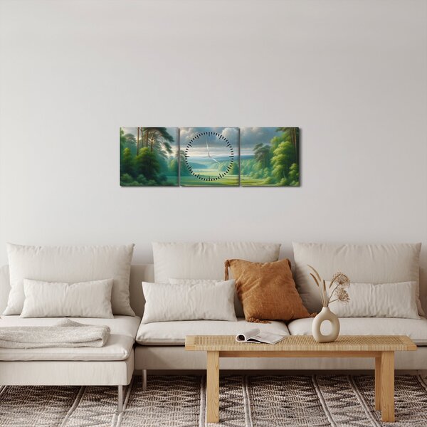 Tablou - Peisaj verde (cu ceas) (90x30 cm)