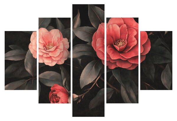 Tablou - Flori roșii pe fundal întunecat (150x105 cm)