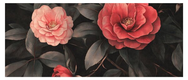 Tablou - Flori roșii pe fundal întunecat (120x50 cm)