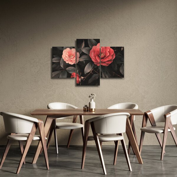 Tablou - Flori roșii pe fundal întunecat (90x60 cm)