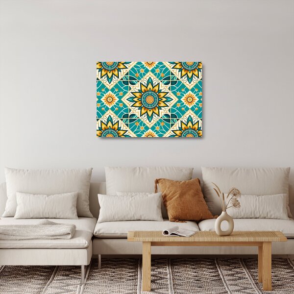 Tablou pe sticlă - Model turcoaz (70x50 cm)