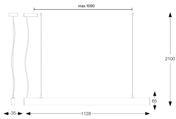 Ideal Lux - Lustră LED OFFICE, suspendată pe cablu, 30W, 230V, 4000K, CRI 90, negru