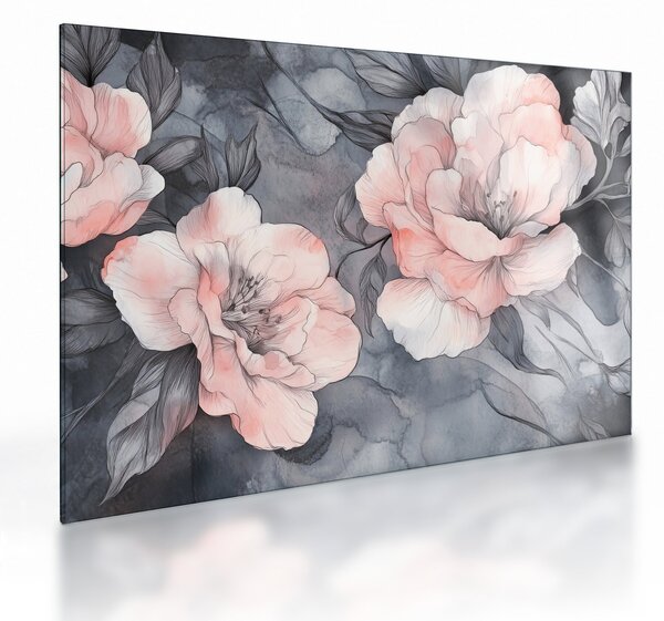 Tablou pe sticlă - Schiță de flori (70x50 cm)