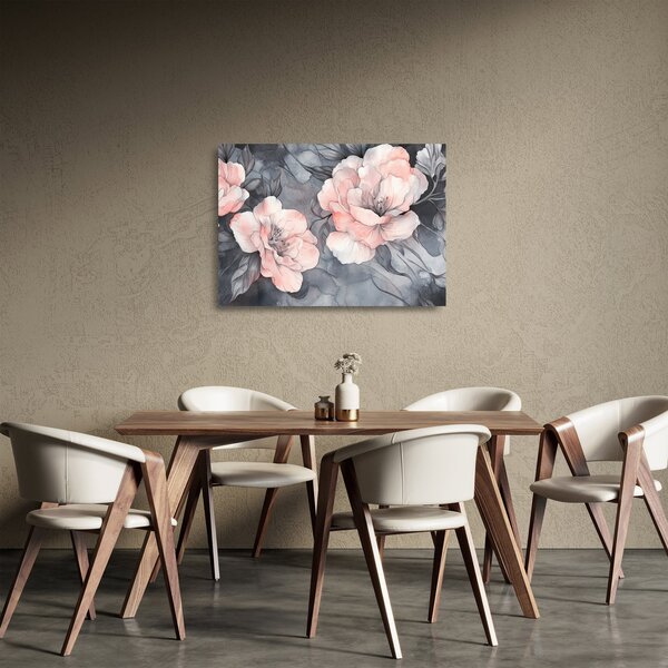 Tablou pe sticlă - Schiță de flori (70x50 cm)