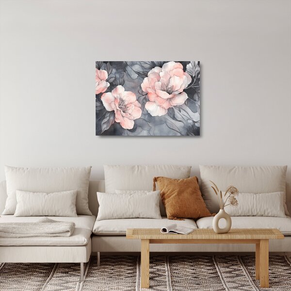 Tablou pe sticlă - Schiță de flori (70x50 cm)