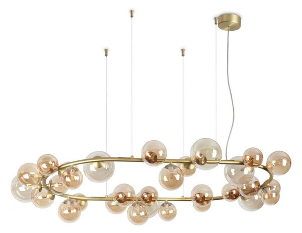 Ideal Lux - Lustră LED suspendată pe cablu PERLAGE, 30x G9/3W/230V, 143 cm, auriu/bej fumuriu