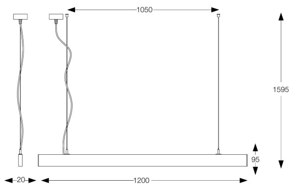 Ideal Lux - Lustră LED suspendată pe cablu LINUS, 32W, 230V, 4000K, CRI 90, 120 cm, negru