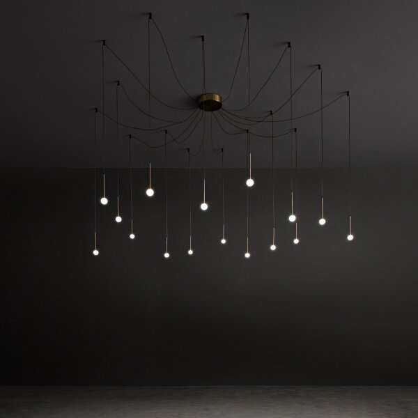 Ideal Lux - Lustră LED LUCCIOLA cu cablu, 16xLED/16W/230V, CRI 90, model spider, alamă