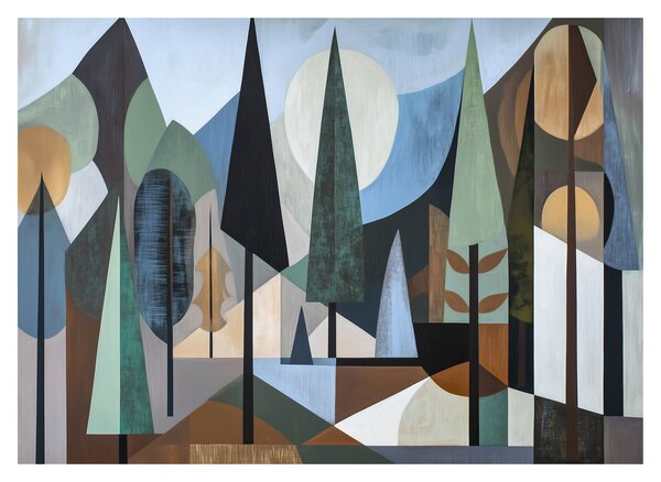Tablou pe sticlă - Abstracție geometrică naturală II. (70x50 cm)